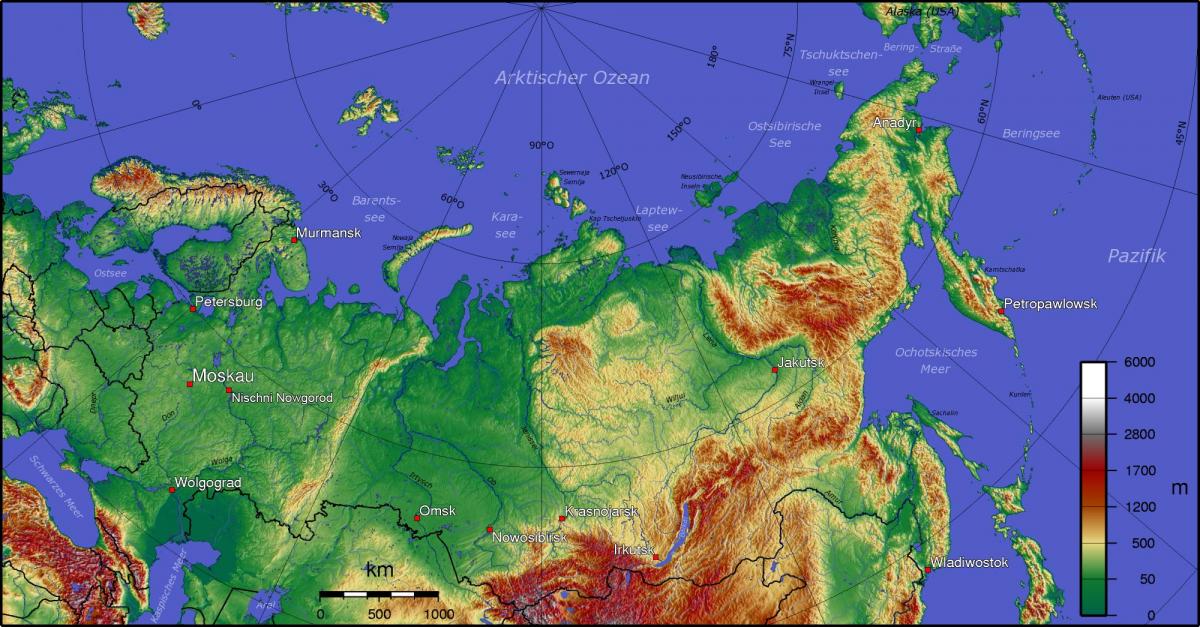 Топографическая карта России