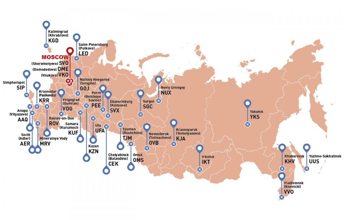 Карта аэропортов России