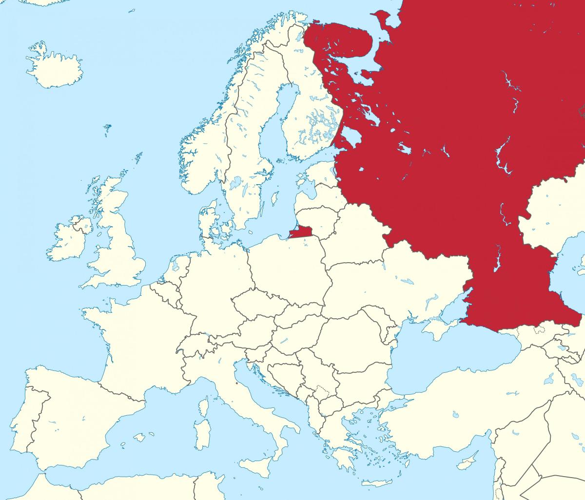 Расположение России на карте Европы