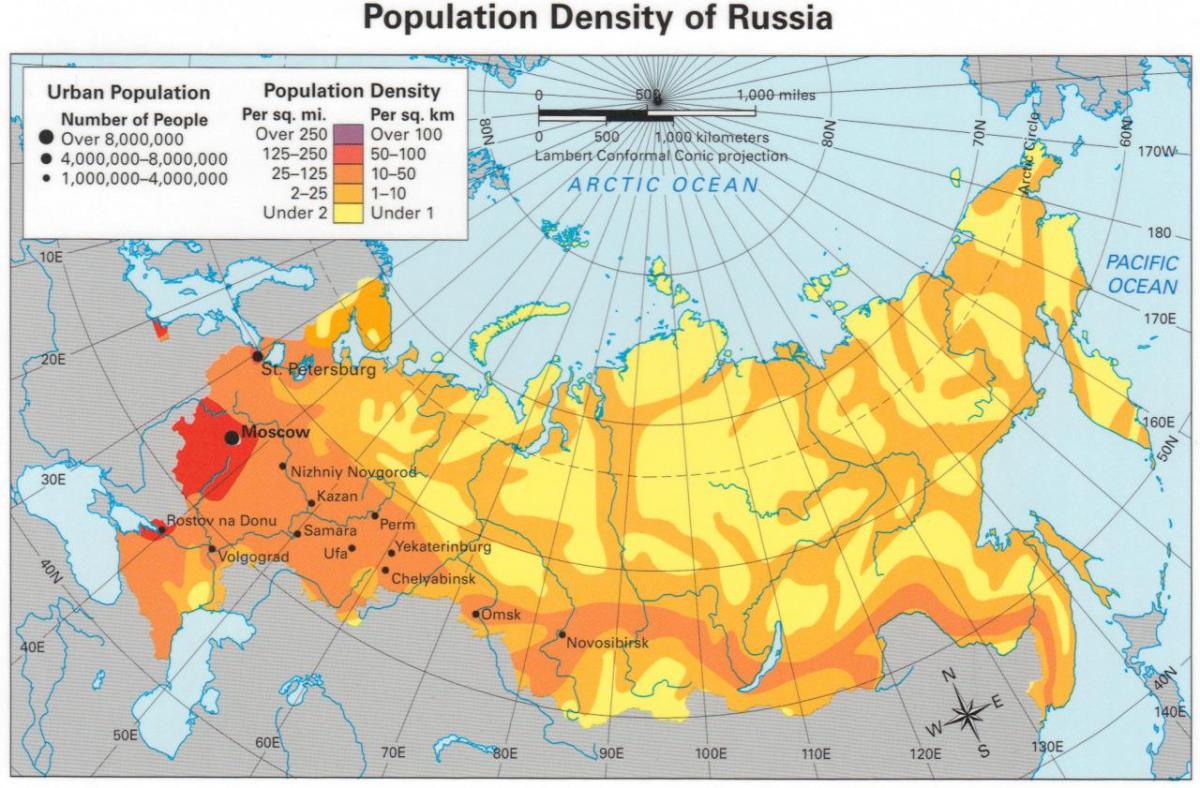 карта плотности России