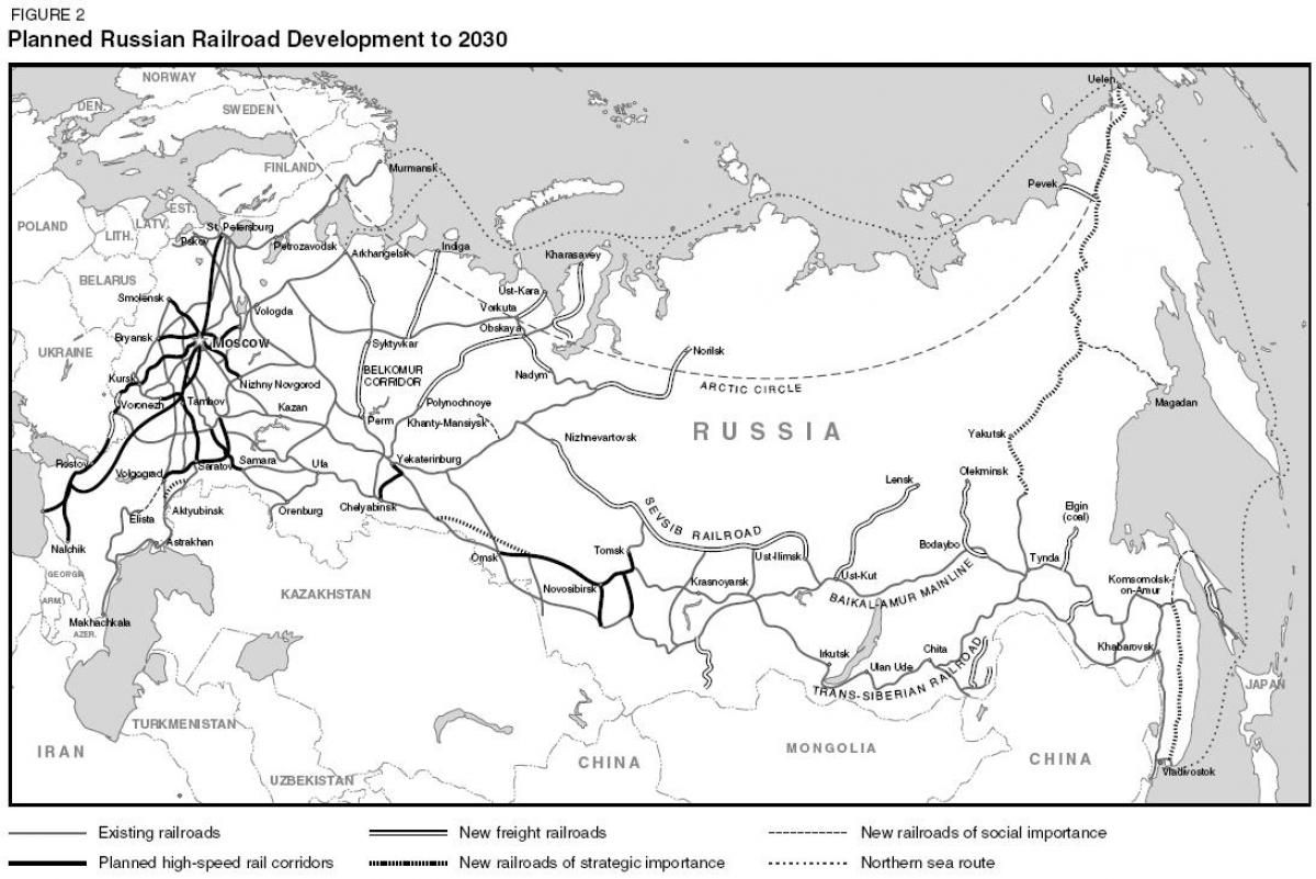 карта железнодорожных линий России