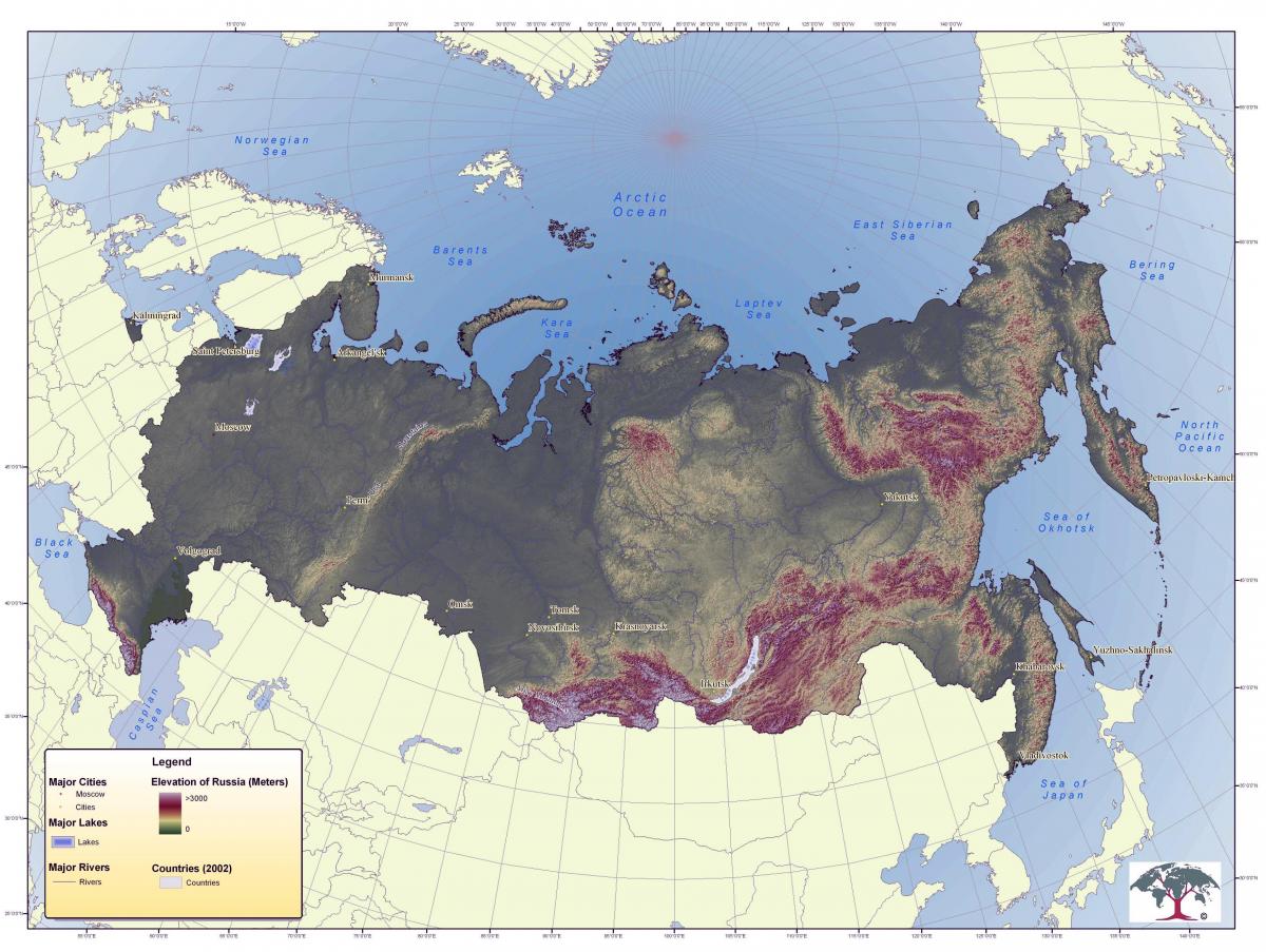 карта высот России